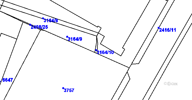 Parcela st. 3164/10 v KÚ Cheb, Katastrální mapa