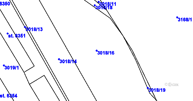 Parcela st. 3018/16 v KÚ Cheb, Katastrální mapa