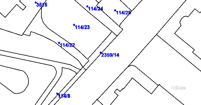 Parcela st. 2359/14 v KÚ Cheb, Katastrální mapa