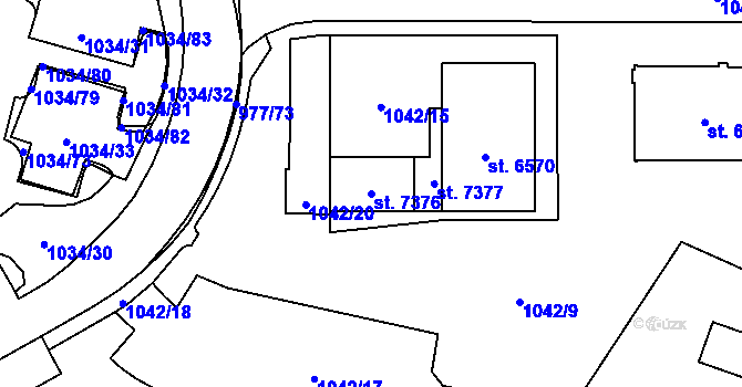 Parcela st. 7376 v KÚ Cheb, Katastrální mapa