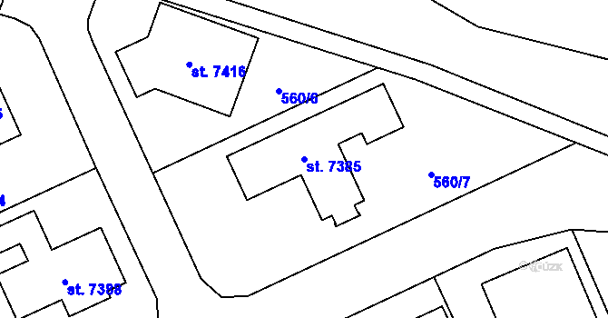 Parcela st. 7385 v KÚ Cheb, Katastrální mapa