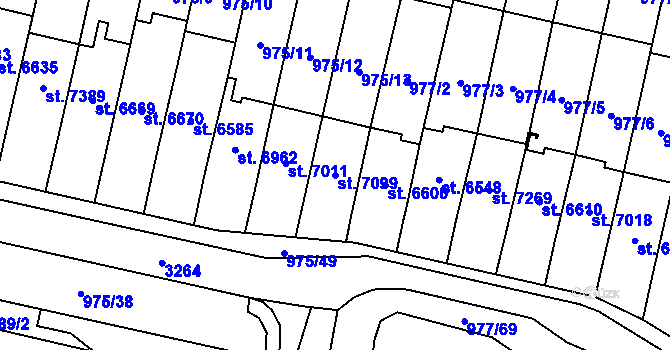 Parcela st. 7099 v KÚ Cheb, Katastrální mapa