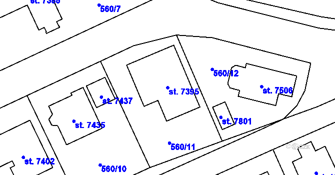 Parcela st. 7395 v KÚ Cheb, Katastrální mapa