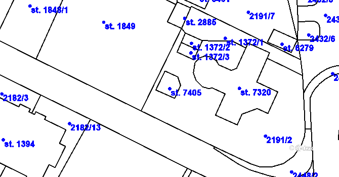 Parcela st. 7405 v KÚ Cheb, Katastrální mapa