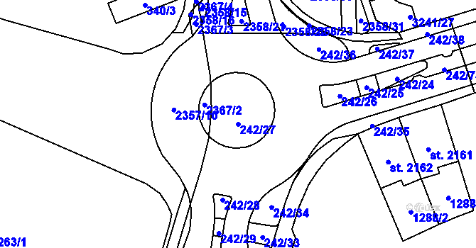 Parcela st. 242/27 v KÚ Cheb, Katastrální mapa