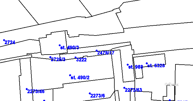 Parcela st. 2478/17 v KÚ Cheb, Katastrální mapa