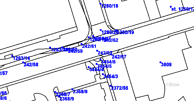 Parcela st. 242/52 v KÚ Cheb, Katastrální mapa