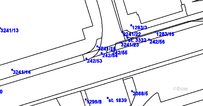 Parcela st. 242/54 v KÚ Cheb, Katastrální mapa