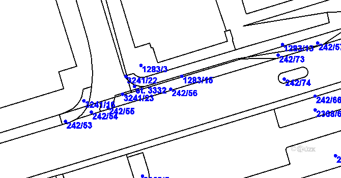 Parcela st. 242/56 v KÚ Cheb, Katastrální mapa