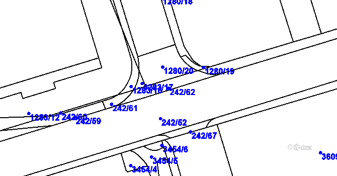 Parcela st. 242/62 v KÚ Cheb, Katastrální mapa