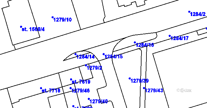 Parcela st. 1284/15 v KÚ Cheb, Katastrální mapa