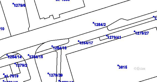 Parcela st. 1284/17 v KÚ Cheb, Katastrální mapa