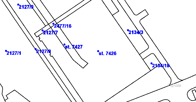 Parcela st. 7426 v KÚ Cheb, Katastrální mapa