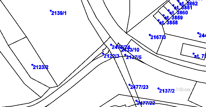 Parcela st. 2122/3 v KÚ Cheb, Katastrální mapa