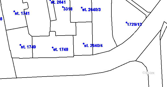 Parcela st. 2640/4 v KÚ Cheb, Katastrální mapa