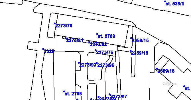 Parcela st. 2273/76 v KÚ Cheb, Katastrální mapa