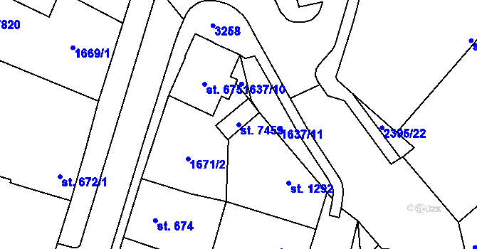 Parcela st. 7459 v KÚ Cheb, Katastrální mapa