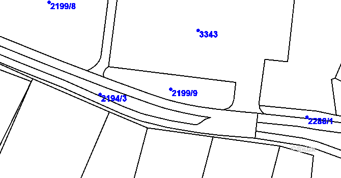 Parcela st. 2199/9 v KÚ Cheb, Katastrální mapa