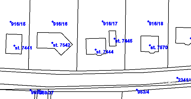 Parcela st. 7444 v KÚ Cheb, Katastrální mapa