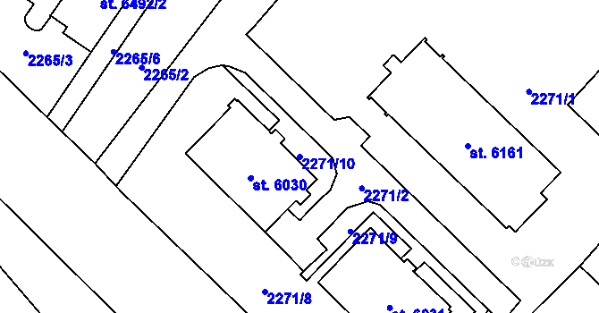 Parcela st. 2271/10 v KÚ Cheb, Katastrální mapa