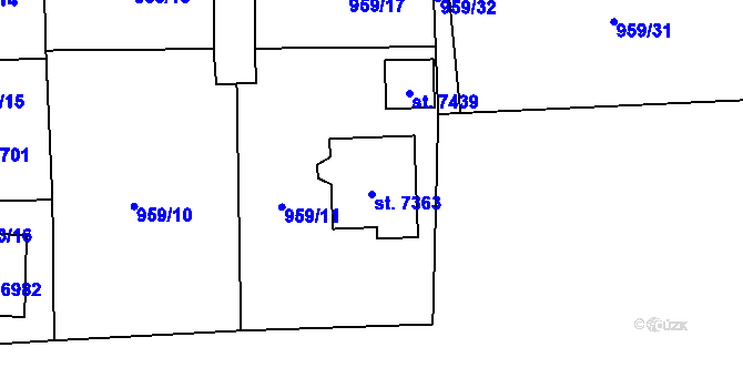 Parcela st. 7363 v KÚ Cheb, Katastrální mapa