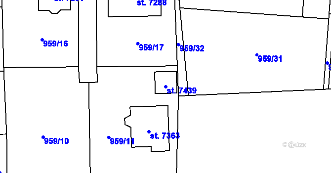 Parcela st. 7439 v KÚ Cheb, Katastrální mapa