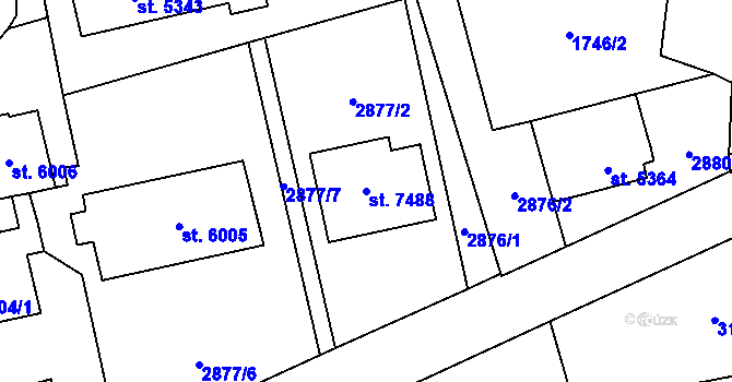 Parcela st. 7488 v KÚ Cheb, Katastrální mapa