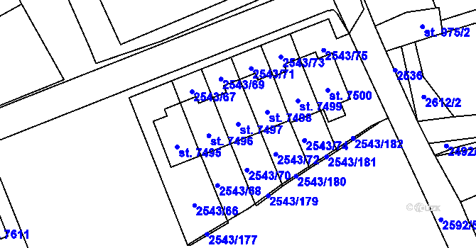 Parcela st. 7497 v KÚ Cheb, Katastrální mapa