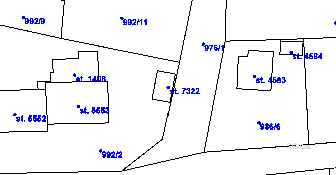 Parcela st. 7322 v KÚ Cheb, Katastrální mapa