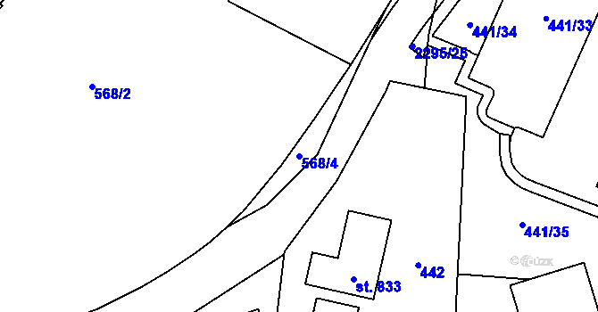 Parcela st. 568/4 v KÚ Cheb, Katastrální mapa