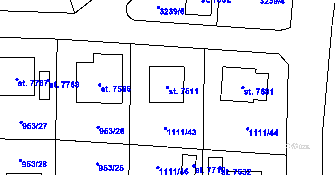 Parcela st. 7511 v KÚ Cheb, Katastrální mapa