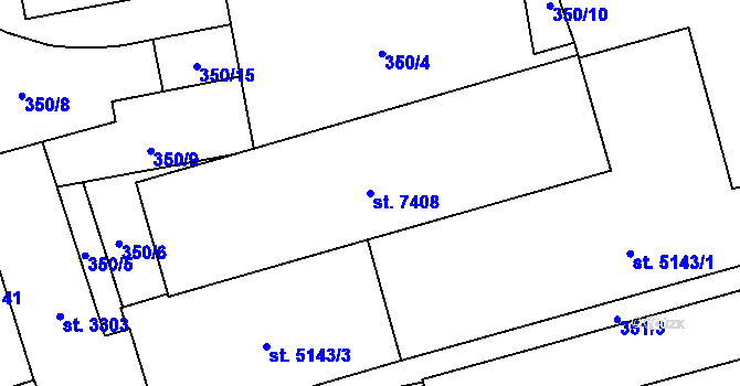 Parcela st. 7408 v KÚ Cheb, Katastrální mapa