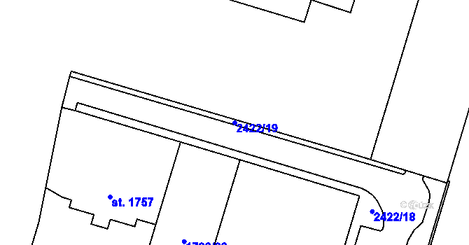 Parcela st. 2422/19 v KÚ Cheb, Katastrální mapa