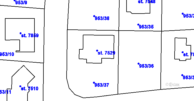 Parcela st. 7529 v KÚ Cheb, Katastrální mapa