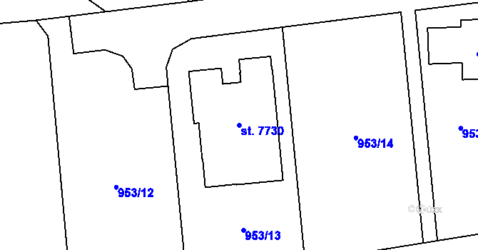Parcela st. 7730 v KÚ Cheb, Katastrální mapa