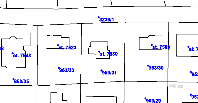 Parcela st. 7530 v KÚ Cheb, Katastrální mapa