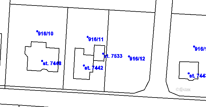 Parcela st. 7533 v KÚ Cheb, Katastrální mapa