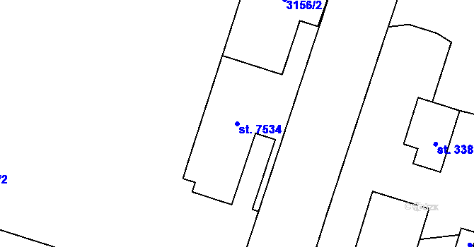 Parcela st. 7534 v KÚ Cheb, Katastrální mapa