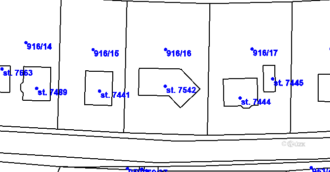 Parcela st. 7542 v KÚ Cheb, Katastrální mapa