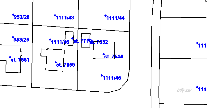 Parcela st. 7544 v KÚ Cheb, Katastrální mapa
