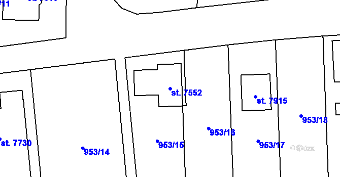 Parcela st. 7552 v KÚ Cheb, Katastrální mapa