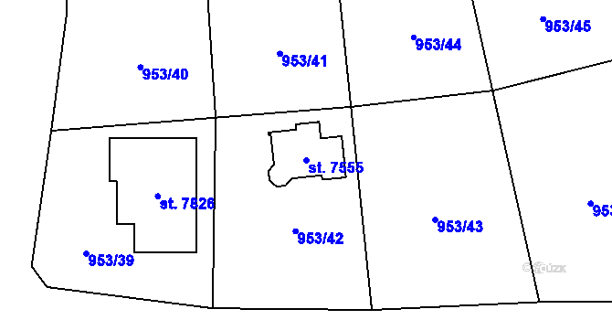 Parcela st. 7555 v KÚ Cheb, Katastrální mapa