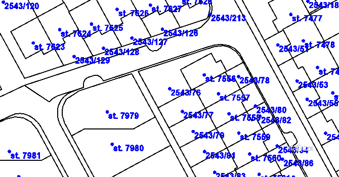 Parcela st. 2543/76 v KÚ Cheb, Katastrální mapa