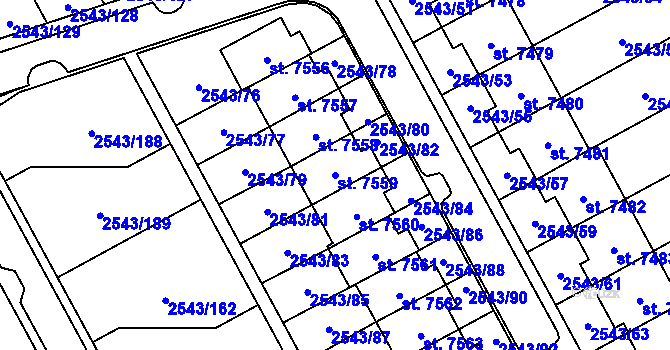 Parcela st. 7559 v KÚ Cheb, Katastrální mapa
