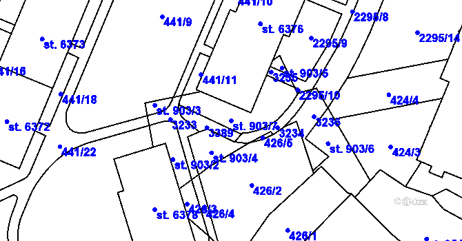 Parcela st. 903/7 v KÚ Cheb, Katastrální mapa