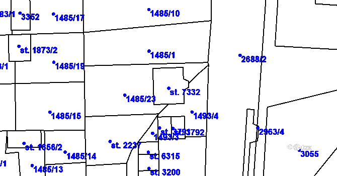 Parcela st. 7332 v KÚ Cheb, Katastrální mapa