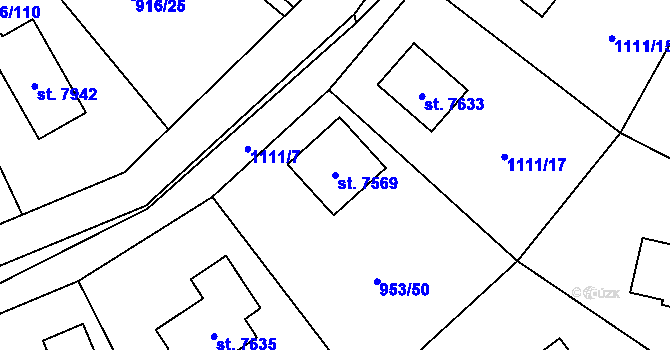 Parcela st. 7569 v KÚ Cheb, Katastrální mapa