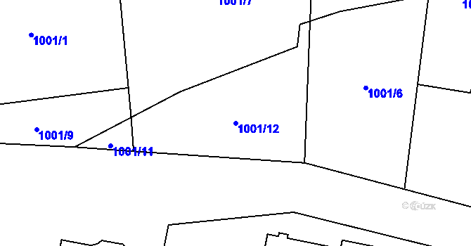 Parcela st. 1001/12 v KÚ Cheb, Katastrální mapa