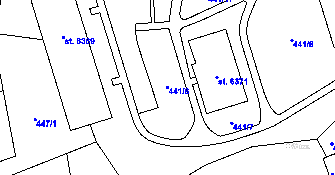 Parcela st. 441/6 v KÚ Cheb, Katastrální mapa