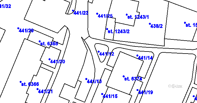 Parcela st. 441/12 v KÚ Cheb, Katastrální mapa